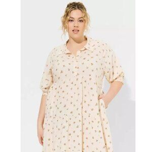 Torrid SZ 1X Pale Pink ditsy floral print maxi dress Prairie Cottage Country